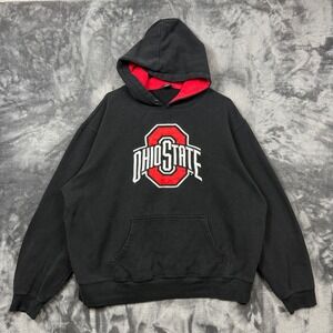 Scarlet & Gray Ohio State Hoodie Mens XL Black Embroidered Pullover Sweatshirt